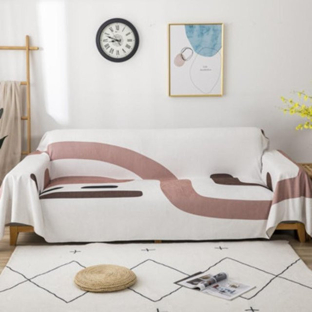 Nordischer Sofabezug aus Chenille mit Wind und Schnee Design als Vollabdeckung, B/T: 180 x 150 cm - Bild 1