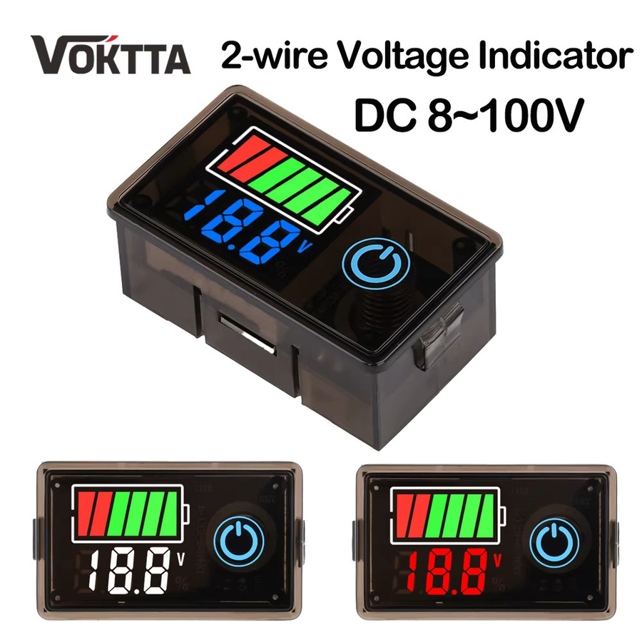 Voktta Digitalspannungsanzeige für Säure- und Lithiumbatterien mit Touch-Schalter, Universal Kapazitätsmesser und Tester für 8-100V - Bild 6