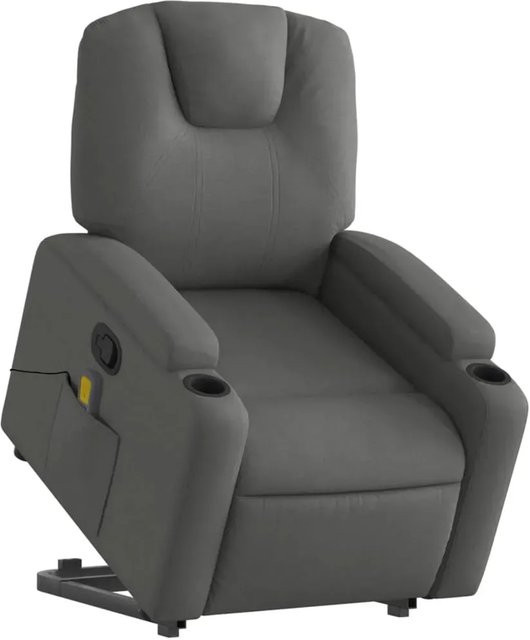 vidaXL Massagesessel Modell 3 mit Aufstehhilfe in Dunkelgrau aus Samt und Stoff - Bild 1
