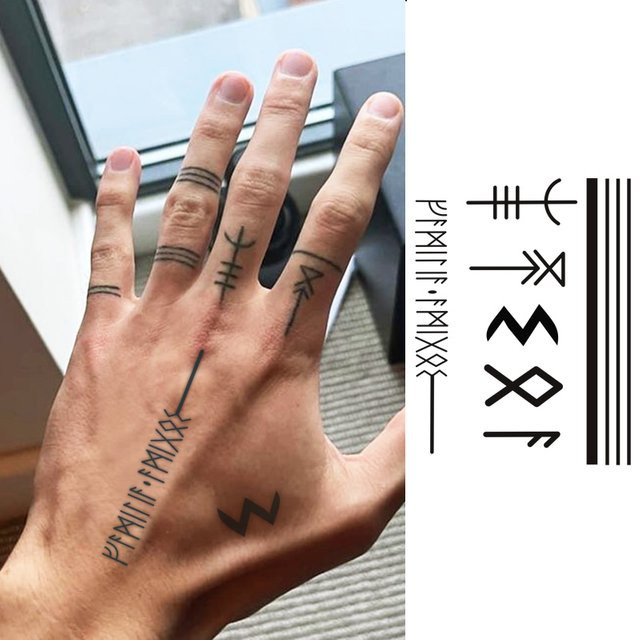JKCODE TATTOO Temporäre Tattoo-Aufkleber Wikinger-Symbole, Herren - Bild 1