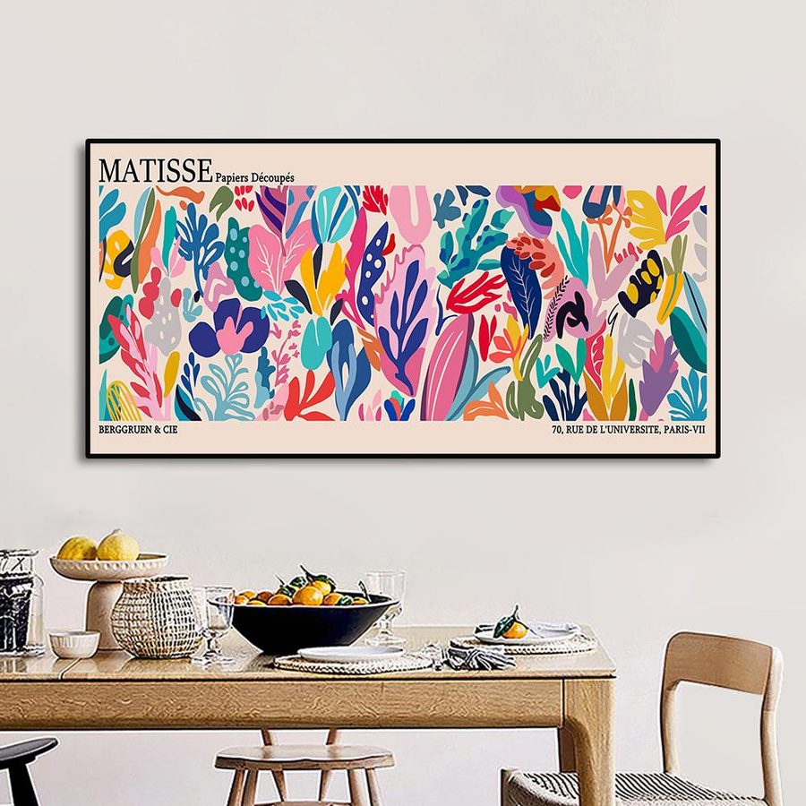 Niveous Art Museum Matisse Bauhaus Geometrische Blätter Leinwandgemälde Abstraktes Minimalistisches Wandbild Multicolor B: 70 cm, H: 140 cm - Bild 1