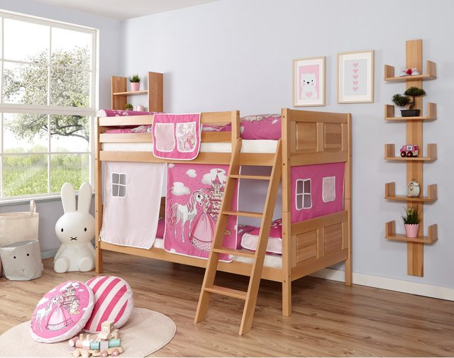 TiCAA Etagenbett Erni aus Massivholz in Buche Natur im Country-Design - Bild 1