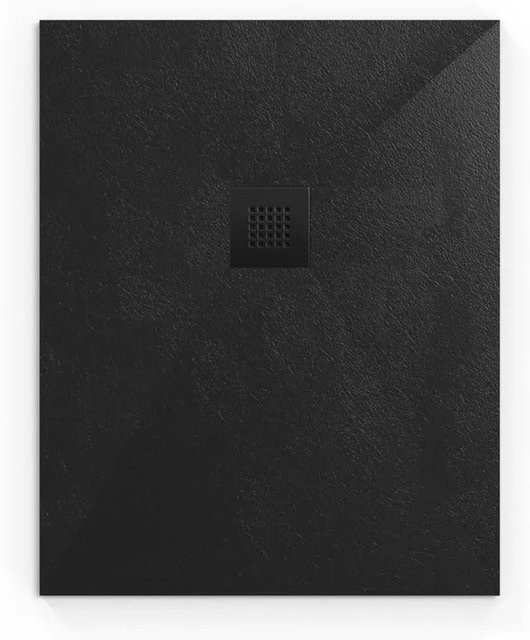 Swiss Aqua Technologies Duschwanne aus Gussmarmor in Schwarz, rechteckig und flach, inklusive Siphon und Füßen, B/T: 100 x 90 cm - Bild 1