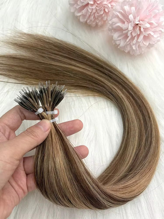 luxy beauty Echthaar-Extensions Nano-Ringe, Schwarz Braun, 30g - Bild 7