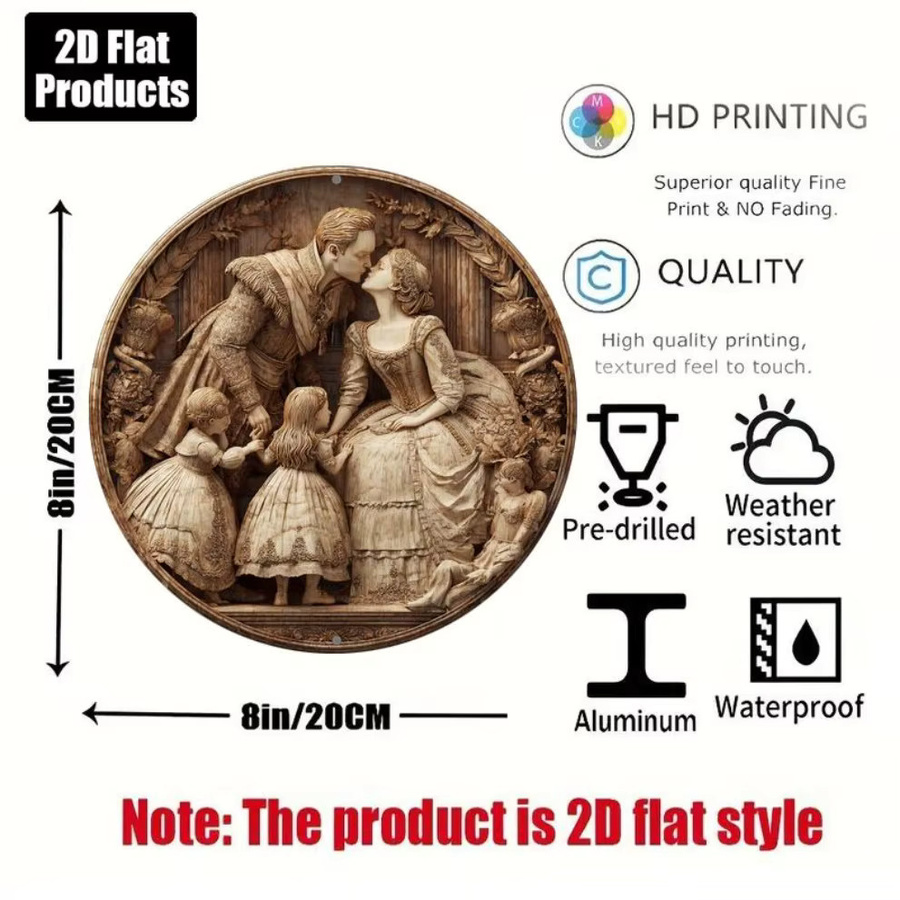Rundes Metallschild Royal Family von CIFBUY in Braun, Wanddekoration, Durchmesser: 20,3 cm - Bild 2