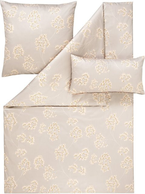 Estella Bettwäsche Antje aus gekämmter Baumwolle mit floralem Naturdesign in Beige - Bild 1