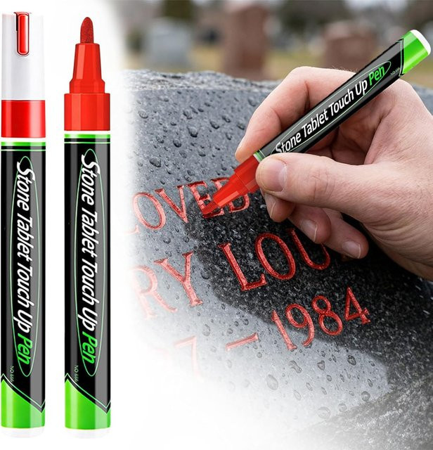 Rustic Elegance House Grabstein Marker Stift zur Auffrischung verblasster Grabinschriften in Rot - Bild 1