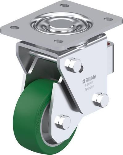 Blickle LHF-ALST 100K-3 Lenkrolle gefedert in Silber und Grün mit 100 mm Rad-Durchmesser und 320 kg Tragfähigkeit - Bild 1