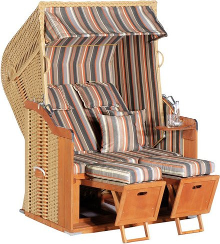 SUNNY SMART Strandkorb Rustikal Halblieger in Beige/Natur, B/H/T: 125 x 160 x 90 cm - Bild 1