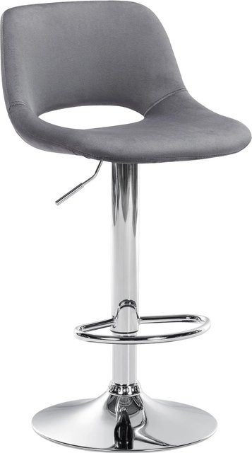 DELUKE Barhocker JAKSON Dunkelgrau Samt mit Lehne und Chrom-Gestell, B/T/H: 42 x 46 x 110 cm - Bild 1
