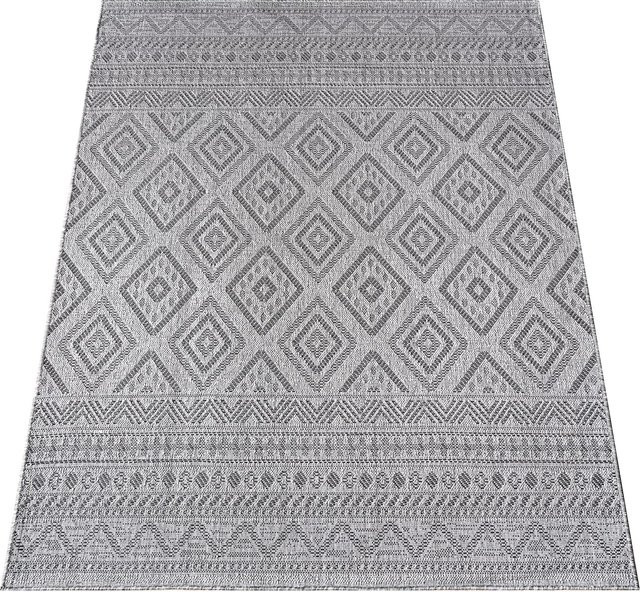 In- & Outdoor-Teppich Verona Anthrazit mit Rautenmuster im Boho-Stil, B/T: 80 x 250 cm - Bild 1