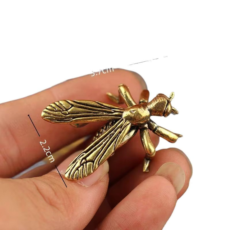 JETTING Moskito-Statue aus massivem Messing in Gold als Vintage-Insektenskulptur für Tisch und Schreibtisch - Bild 2