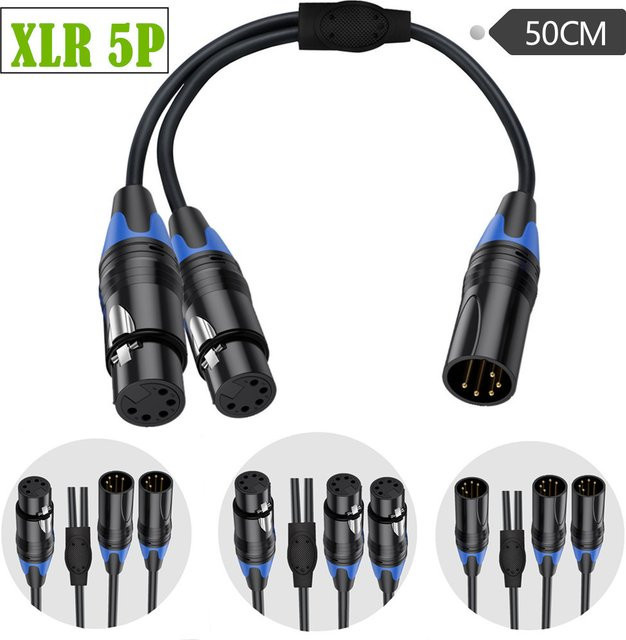 BSN XLR 5-Pin Y-Splitter-Kabel Schwarz: 1 Buchse auf 2 Stecker für DMX512 Bühnenlicht und professionelles Audio-Signal - Bild 1