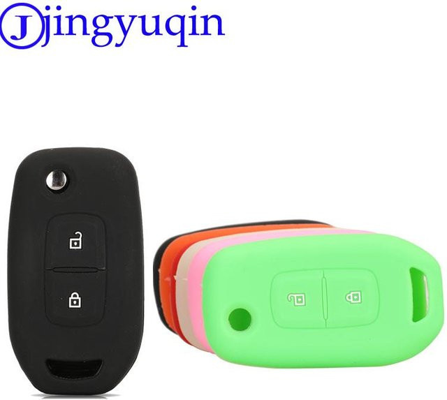 Jingyuqin Autoschlüsselkoffer mit 2 Tasten und klappbarer Schutzabdeckung für Renault Logan Duster Captur Sandero Stepway - Bild 1
