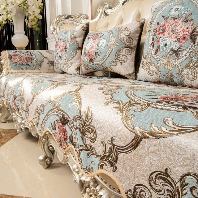 Rutschfester Jacquard Sofabezug mit unregelmäßigem Rand für alle Jahreszeiten, Polyester, B/H: 33 x 50 cm - Bild 1