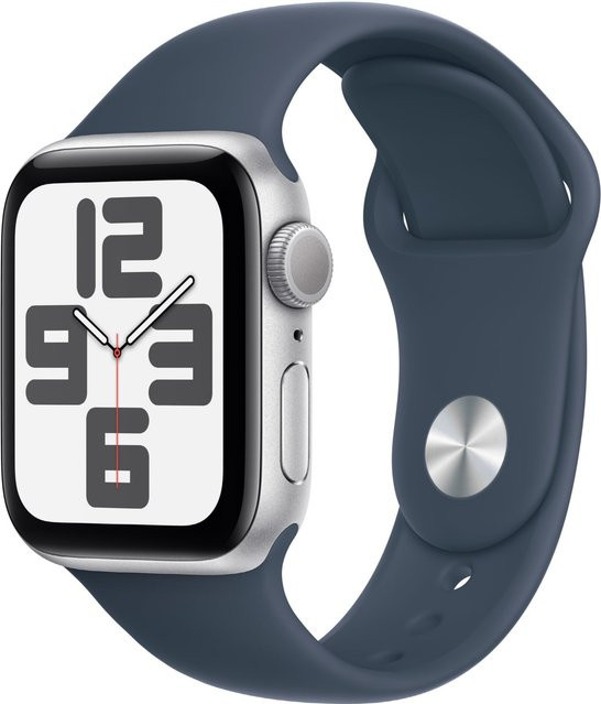 Apple Smartwatch SE, GPS, Aluminium, 40 mm, Silber/Sturmblau - Bild 1