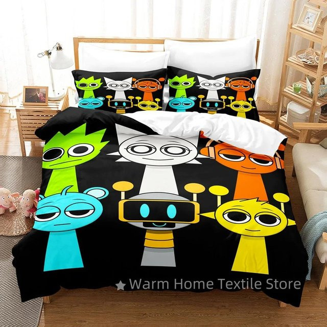 Sprunki Incredibox Bettwäscheset mit 3D-Druck aus Mikrofaser, Mehrfarbig, B: 264 cm, T: 229 cm - Bild 1