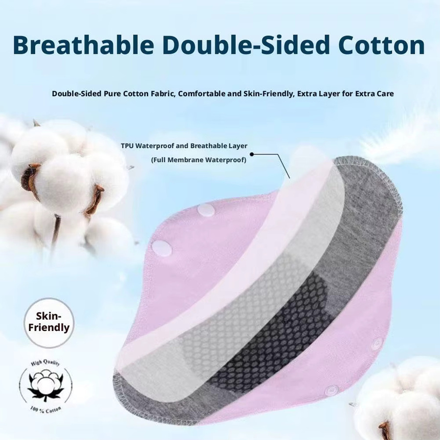 eelhoe Damenhygiene-Pads, Waschbare Menstruationsbinden, Baumwolle - Bild 3