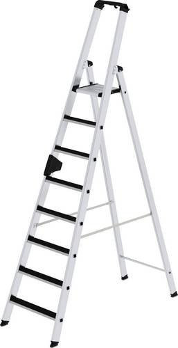 MUNK Günzburger Steigtechnik Clip-Step Aluminium Stehleiter mit 8 Stufen in Silber, Arbeitshöhe: 4 m - Bild 1