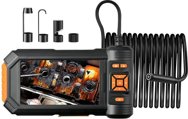 Honor Electronics HD 1080P Endoskopkamera mit 5-Zoll-LCD-Bildschirm und 8 einstellbaren LED-Leuchten in Orange und Schwarz - Bild 1