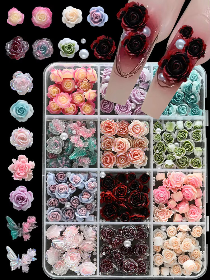 MAFANAILS Nail Art Charms, Kamelie Rose Schmetterling Perle, Glänzend - Bild 7
