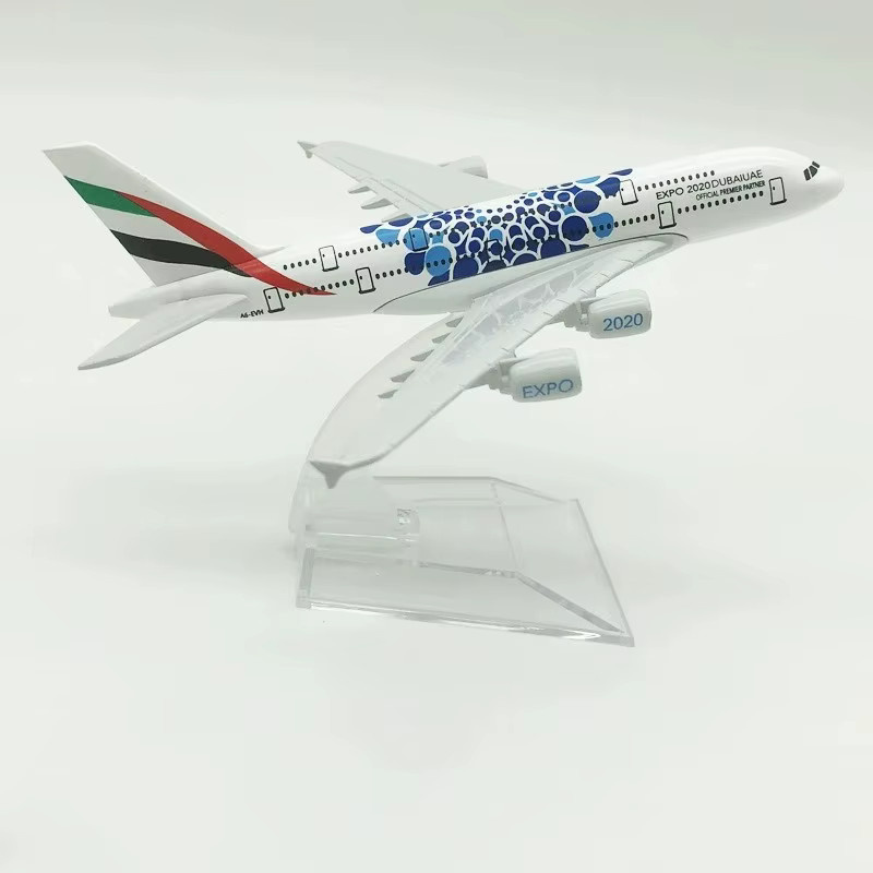 ZOCO Emirates A380 Flugzeug-Diecastmodell, Maßstab 1:400, Metall, Weiß - Bild 1