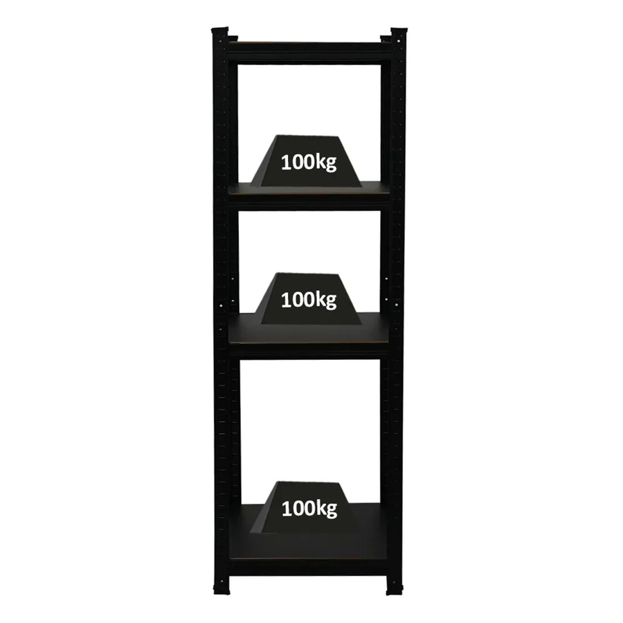 PROREGAL Schwerlastregal Ragnar All Black Series, Matt Schwarz, H x B x T: 150 x 45 x 45 cm, Gesamtlast 500 kg, Steckregal für Keller, Garage und Werkstatt - Bild 2
