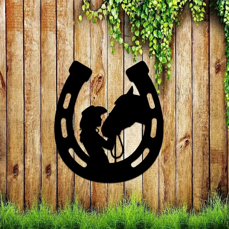 CIFBUY Wandkunstschild aus Metall in Schwarz mit Hufeisen-Motiv im Vintage-Design - Bild 3