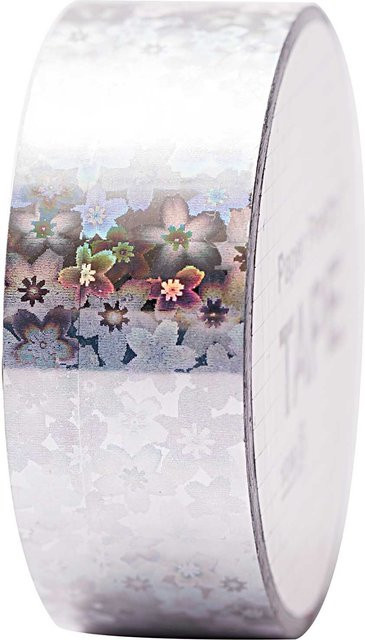 Rico Design Paper Poetry Holographic Washi Tape Blumen Silber Breite: 1,9 cm, Länge: 10 m - Bild 1