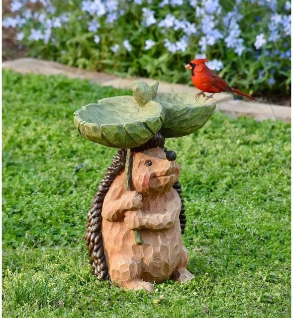 Bestbags Harzfutterspender Kolibri-Badewanne als dekorative Gartenskulptur in Braun - Bild 1