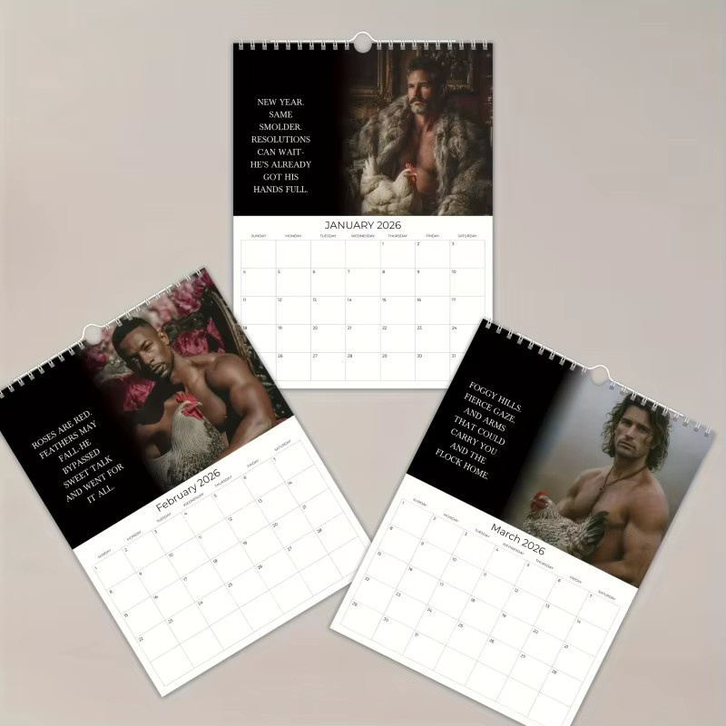 2026 Wandkalender mit humorvollem Hennen-Motiv, Monatsplaner in Mehrfarbig, ideal für dein Zuhause oder das Büro - Bild 4