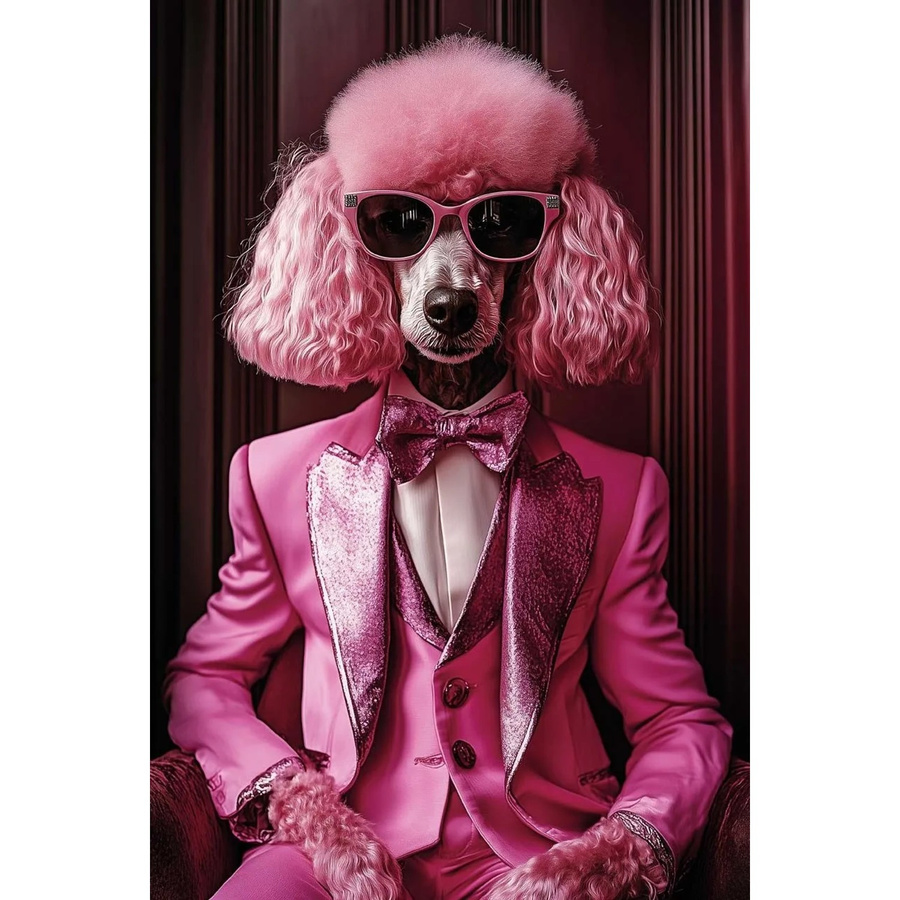 Modernes Glasbild Art Universe Pink Pudel in Pink, Breite: 60 cm, Höhe: 90 cm - Bild 2