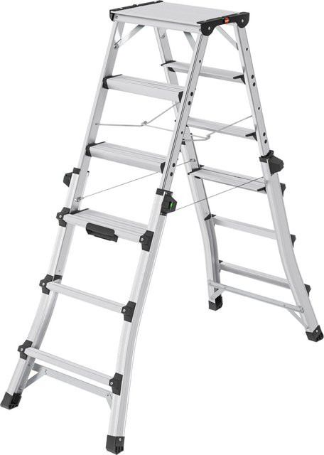 Hailo Alu-Doppelstufenleiter D100 TopLine in Silber, B/T/H: 131 x 52 x 124 cm - Bild 1