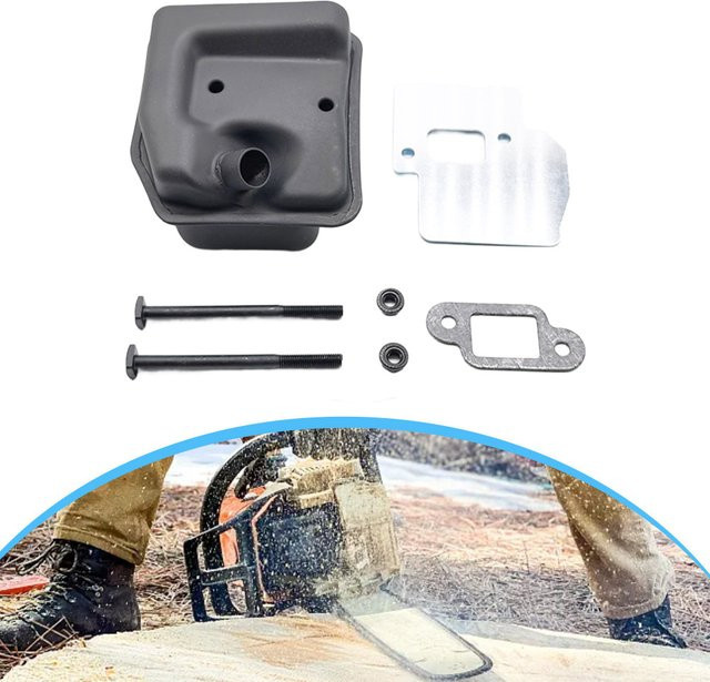VIBRATITE Auspuff-Schalldämpfer-Set in Schwarz für Kettensägen MS210 MS230 MS250 inklusive Dichtung und Schraube - Bild 1