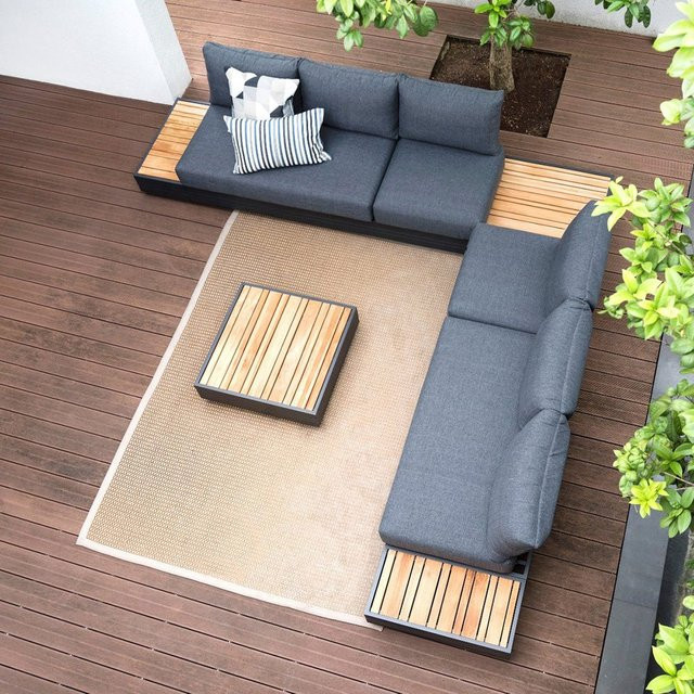 Zebra Cubo Neo 6-teiliges Loungeset aus Aluminium in Graphit mit wasserdichten Kissen in Sutton Grey - Bild 1