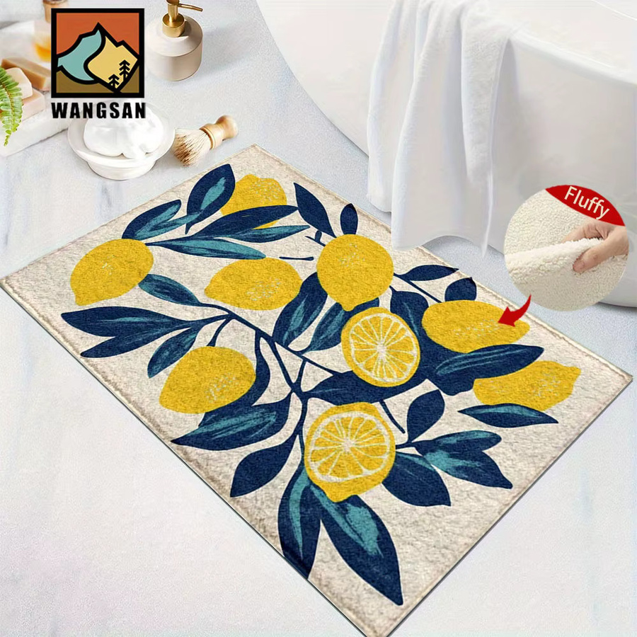 VIKAMA Zitronenteppich mit floralem Design in Gelb, rechteckige Bodenmatte für Küche, Badezimmer, Schlafzimmer oder Wohnzimmer - Bild 5
