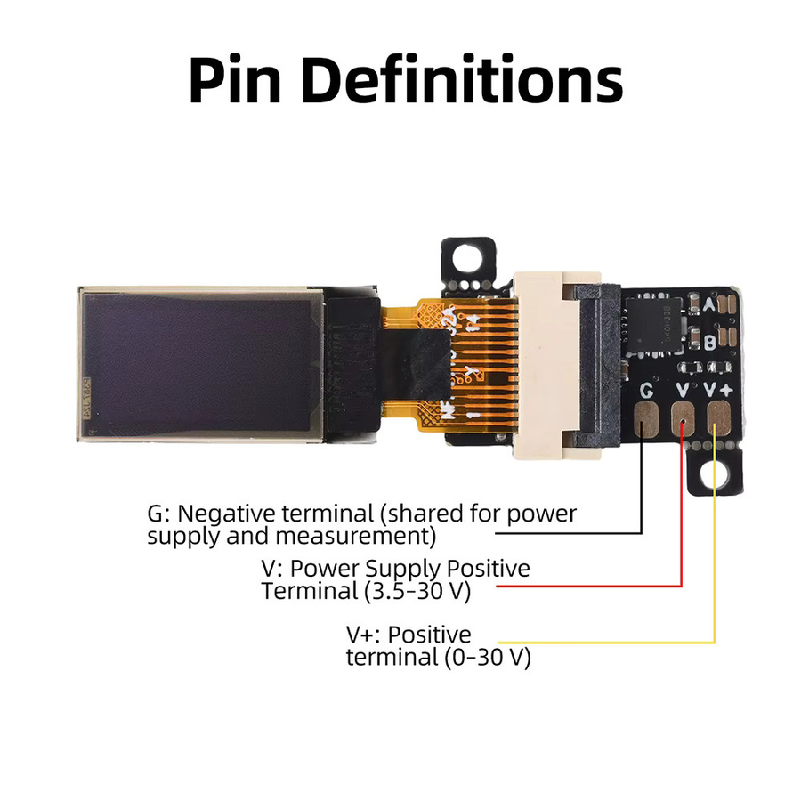 Gaqqee Mini-Digital-Spannungsprüfer Ultraschlankes Voltmeter mit 0,5-Zoll-OLED-Panel DC 0–30 V in Schwarz - Bild 3