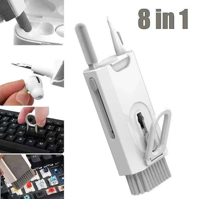 8-in-1 Tastatur-Reinigungsset in Weiß für Laptop und PC inklusive Tastenkappen-Abzieher und Bürsten für Airpods sowie Kamera - Bild 1