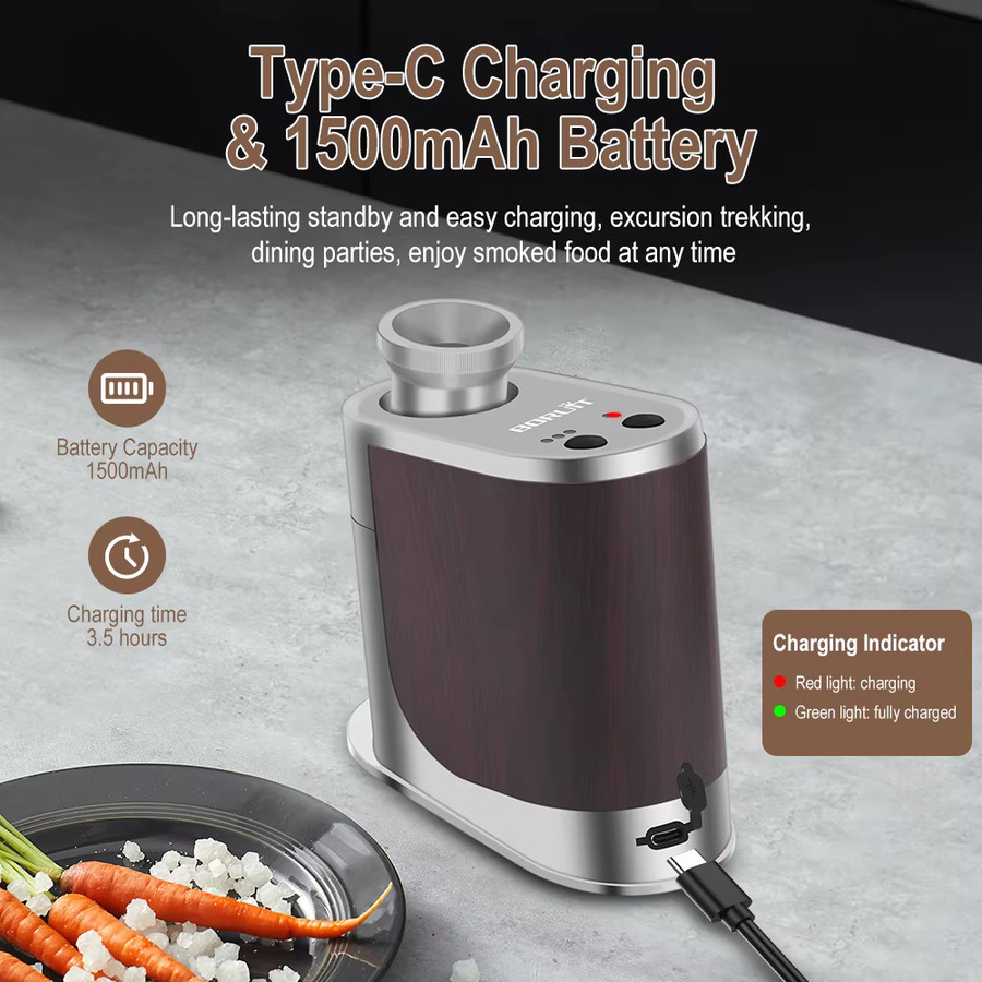 BORUiT Rauch Infuser Portable Molekulare Küche Rauchen Pistole in Silber für BBQ und Grill - Bild 4