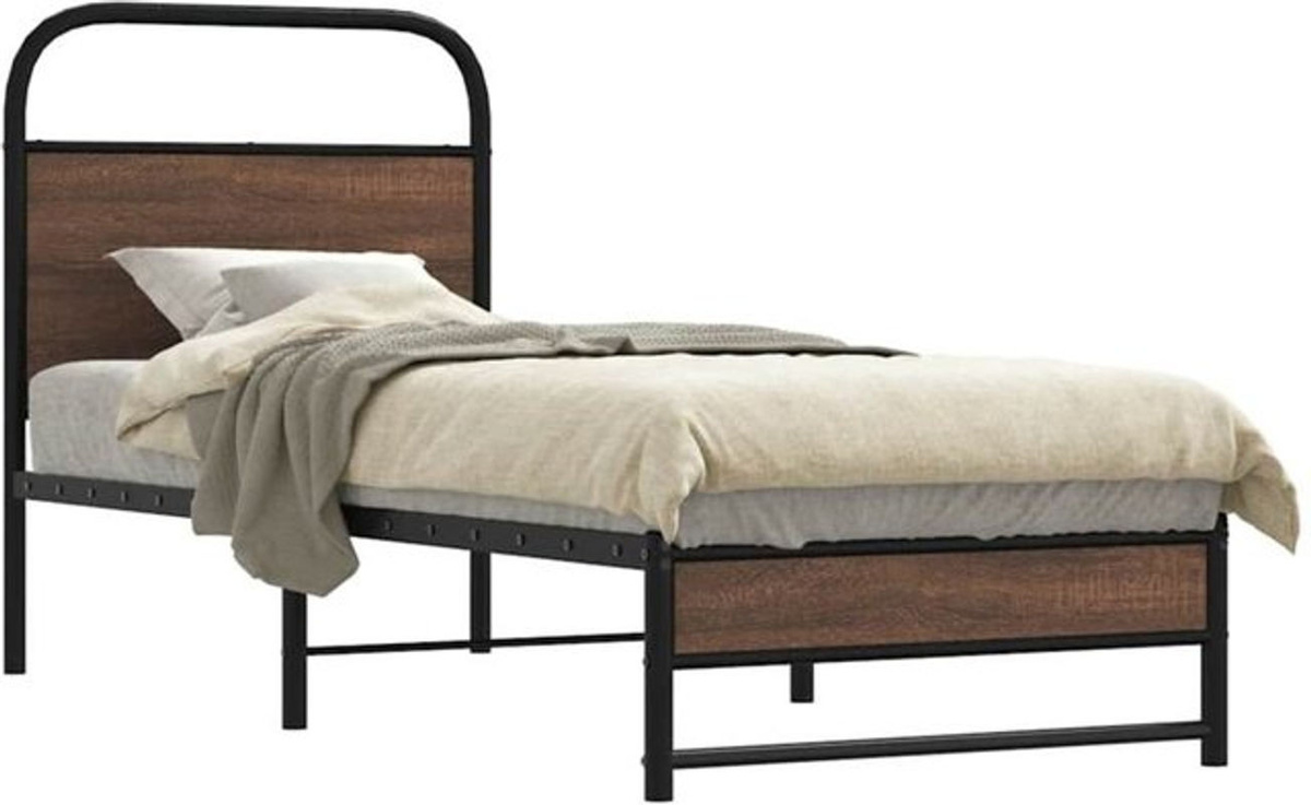 Bettgestell Metallbett in Braun mit Eichen-Optik von Vidaxl920552, Breite: 75 cm, Länge: 190 cm - Bild 1