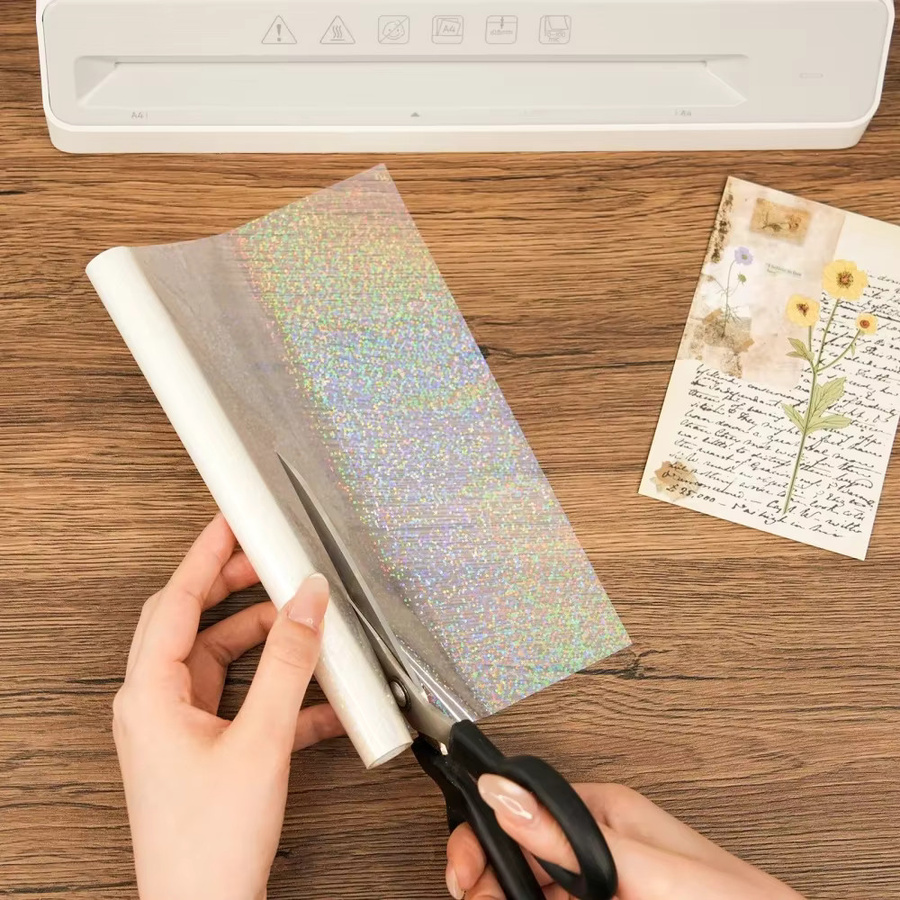 Holographische BOPP Thermofolie transparent, kratzfeste Vorbeschichtung für DIY Papierhandwerk, Breite: 22 cm, Länge: 5 m - Bild 4