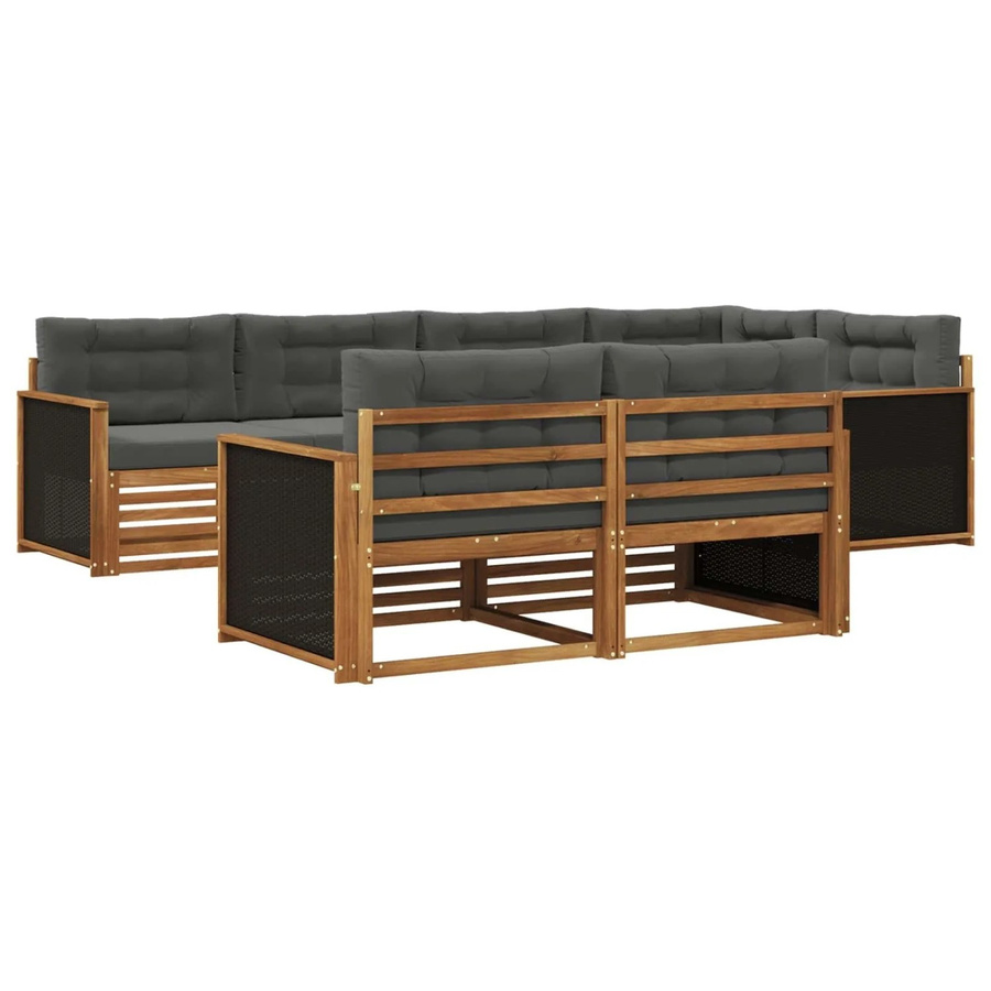vidaXL Outdoor-Sofagarnitur aus Akazienholz in Natur und Anthrazit mit Kissen und Ecksofa - Bild 2