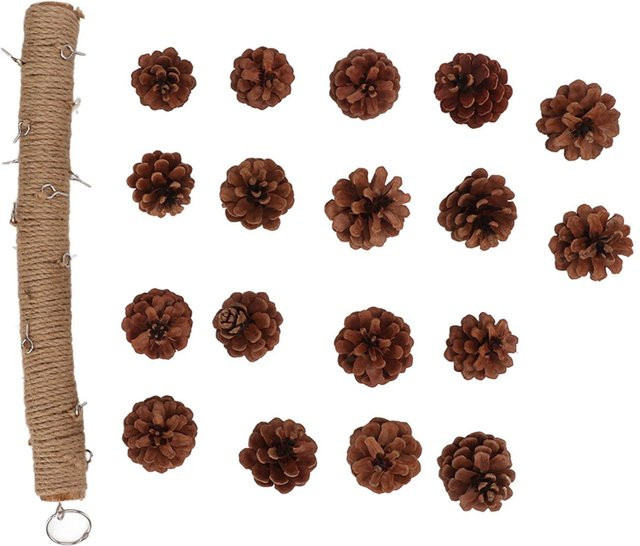 TOMTOP JMS Vögel Beißspielzeug Holz Kiefernzapfen Hängend, 40cm, Large, brown - Bild 1