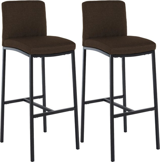 CLP Barhocker 2er Set Freeport gepolsterte Barstühle mit Lehne und Fußablage in Schwarz und Braun mit matt-schwarzem Metallgestell - Bild 1