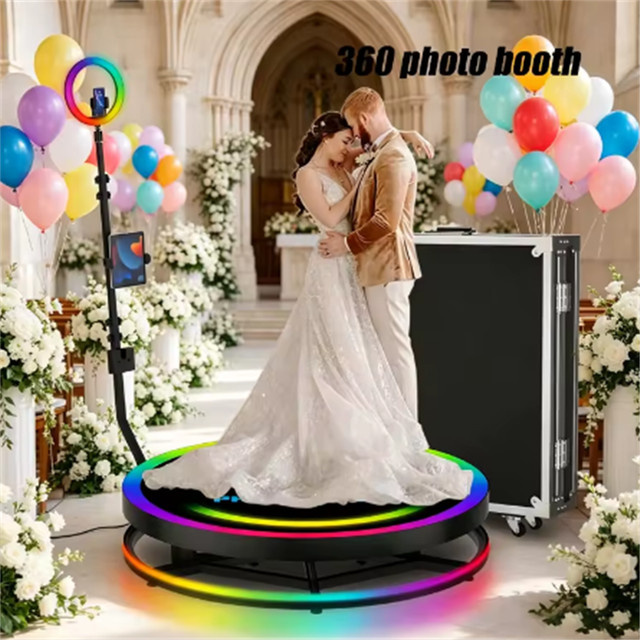 PYLV 360-Grad drehbare Fotokabine 80 cm in Schwarz für 1-3 Personen - Bild 1