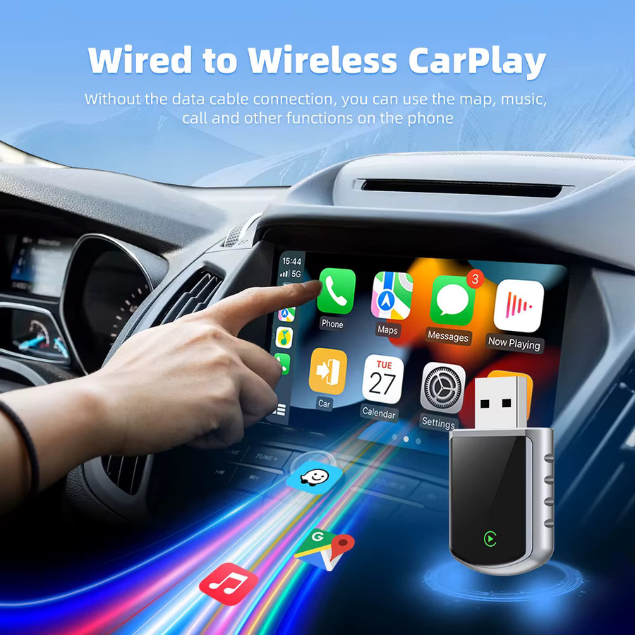 EKIY 2in1 Wireless CarPlay Adapter und Android Auto Dongle Smart AI Box in Schwarz für Fahrzeuge mit kabelgebundenem CarPlay - Bild 3