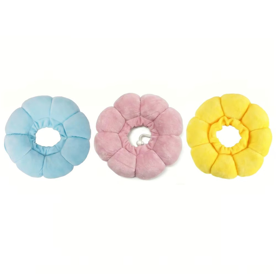 XMSJ Sonnenblumen-Haustierhalsband aus weichem Plüsch in Pink, verstellbarer Anti-Biss und Anti-Leck Katzenschutzkragen zur Wundheilung - Bild 4