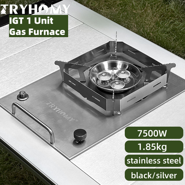 IGT Desktop Gasherd mit 3 Brennern aus Edelstahl in Silber, 7500 W Brennleistung für Camping und Barbecue - Bild 1