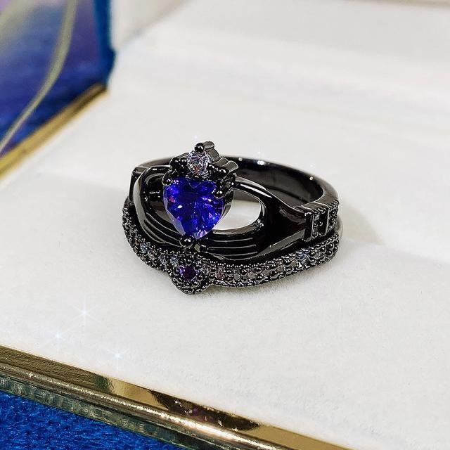 Wucifang Jewelry Ring, Kupfer, Schwarz, Zirkonia, Kristall, Damen - Bild 1