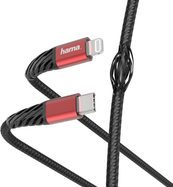 Hama Schnelllade- und Datenkabel Extreme USB-C auf Lightning, 1,5 m, Schwarz/Rot - Bild 1